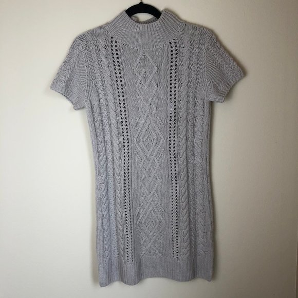 Snobby Sheep Mock Neck Cable Knit Sweater Dress - Picture 7 of 14